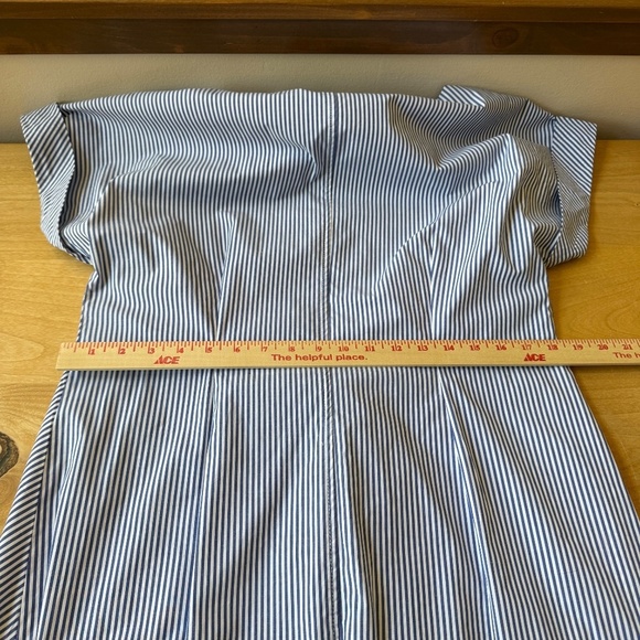 FINLEY STRIPED TIE WAIST COTTON BLEND MIDI SHIRTDRESS COASTAL NAUTICAL A LINE LG - Picture 9 of 12